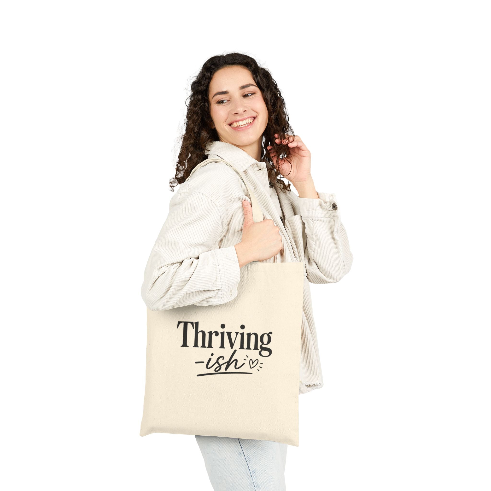 "Thriving-ish" Tote Bag – Funny Mental Health Tote – Relatable Humor Bag – Cute Aesthetic Canvas Tote – Introvert Gift – Everyday Carry Bag